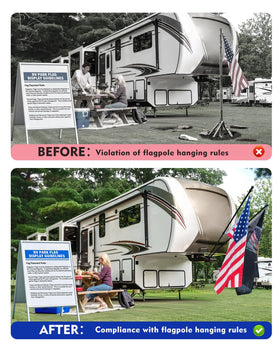 Altyostar 180-degree adjustable bracket allows wind-facing flag alignment.