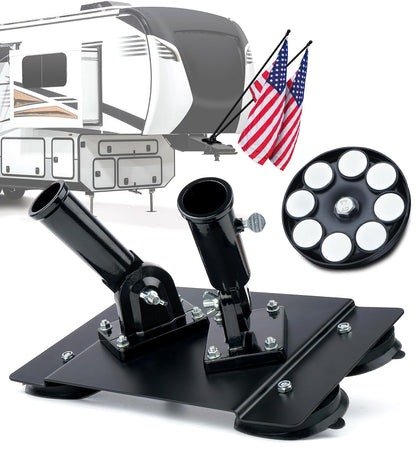 Altyostar magnetic flag holder on 5th-wheel bumper for quick setup and secure attachment.