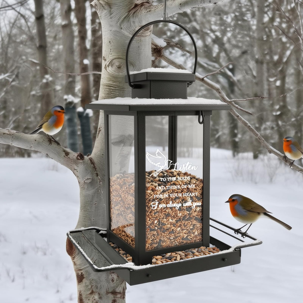 AlwaysLovarious garden memorial gift feeder invites quiet moments and visiting birds.
