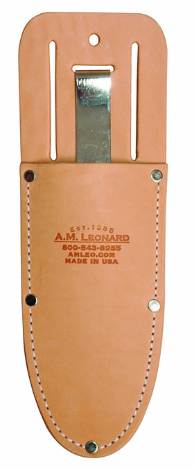 A.M. Leonard leather sheath for 4750 soil knife, clip-on design for secure, ready-to-work access.
