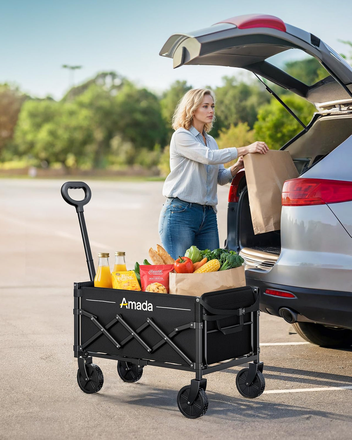 AMADA Small Wagon Cart 90L storage highlights versatile capacity for camping