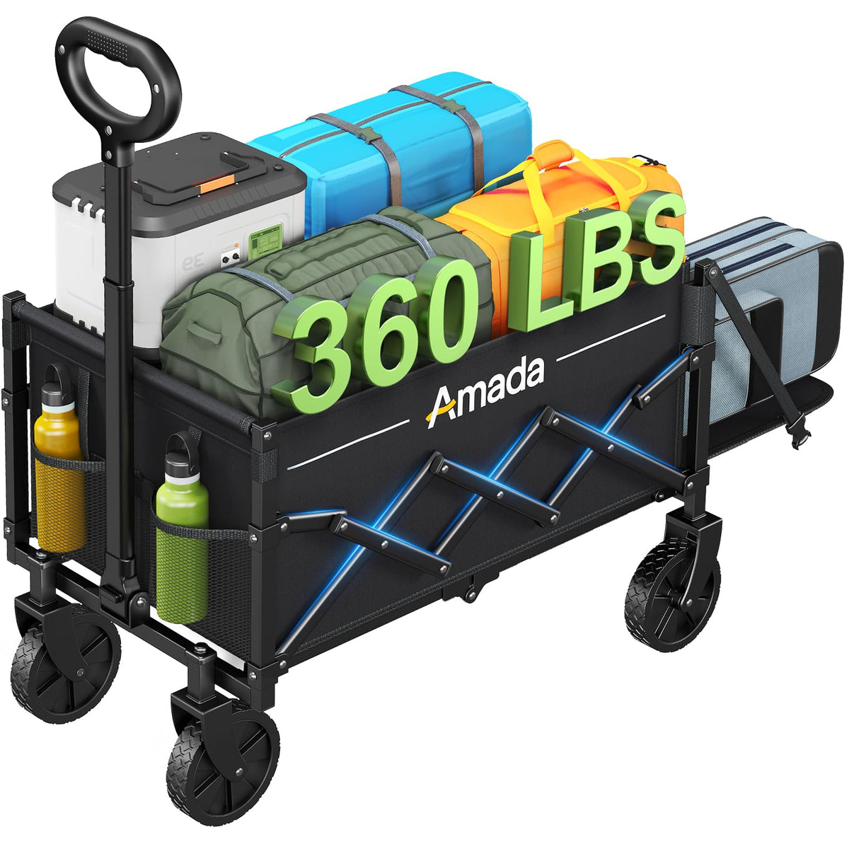 AMADA Small Wagon Cart front view showing foldable design for easy transport