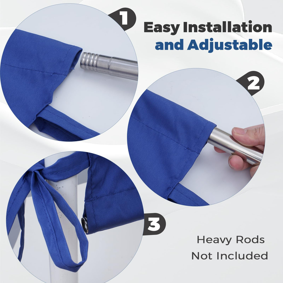 Amadecohome blue canopy fabric with water bead protection