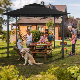 Amadecohome black canopy complements outdoor spaces