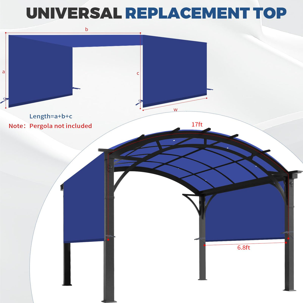 Amadecohome blue pergola shade cover draped over posts for shelter
