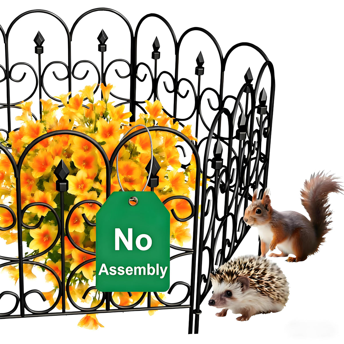 AMAGABELI 5-panel black garden fence panels define borders and protect beds