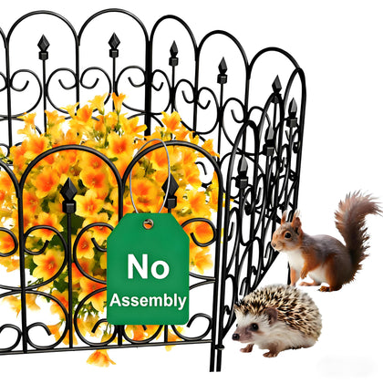 AMAGABELI 5-panel black garden fence panels define borders and protect beds