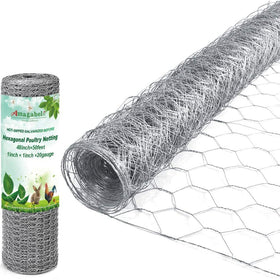 AMAGABELI chicken wire 48x50ft hex mesh fencing blocks dogs and larger animals.