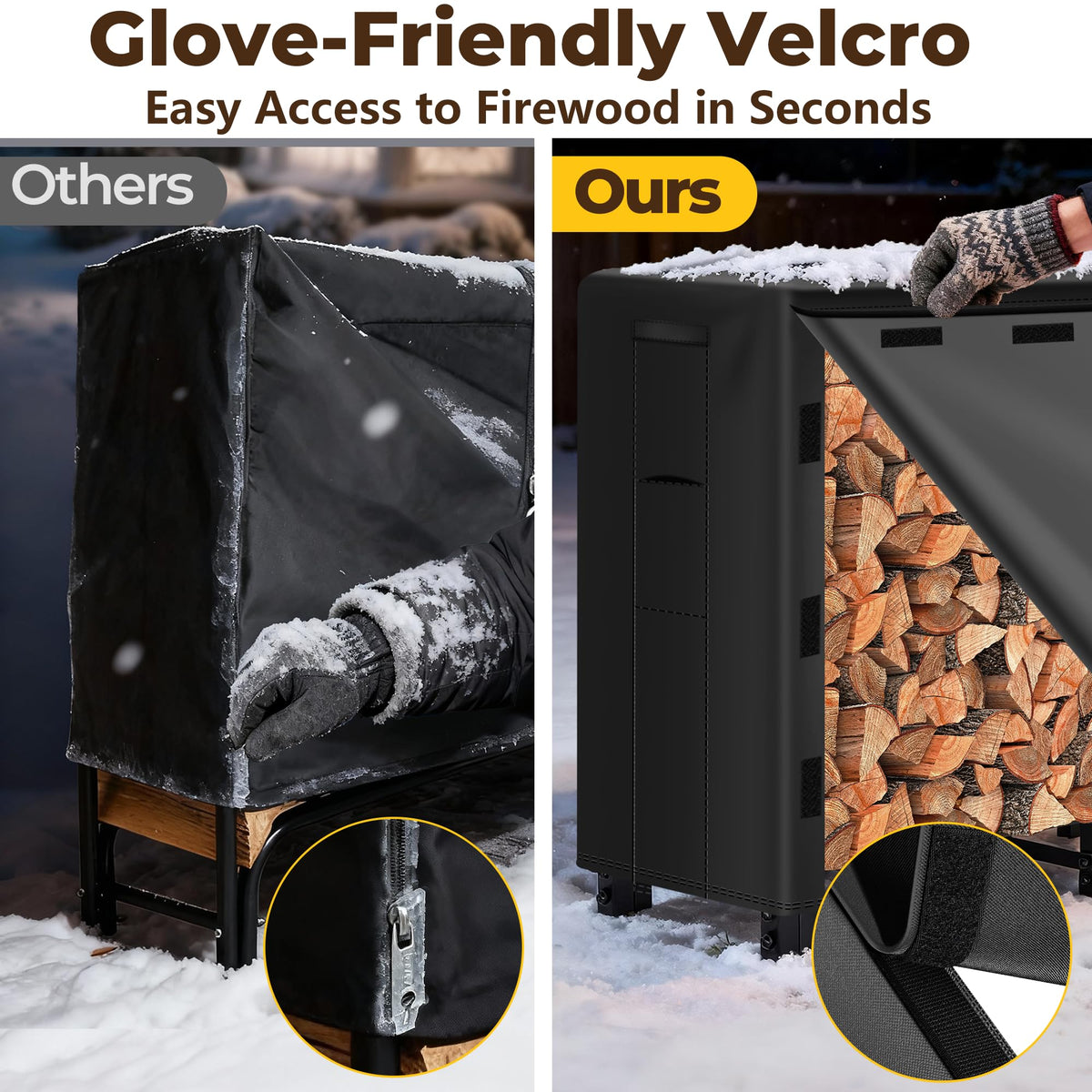 AMAGABELI cover with ventilation open vents for dry logs.