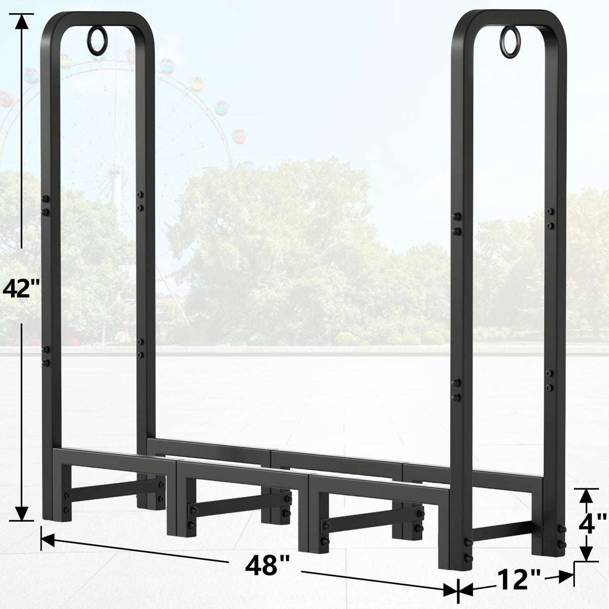 Amagabeli firewood rack outdoor backyard setup ready for cozy fires.