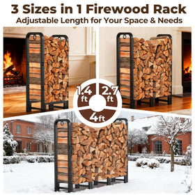 Amagabeli firewood rack steel construction close-up highlights powder-coated finish.