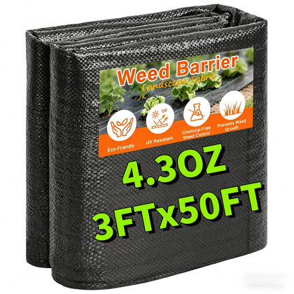 AMAGABELI GARDEN 3ft x 50ft weed barrier fabric blocks weeds while letting water through.
