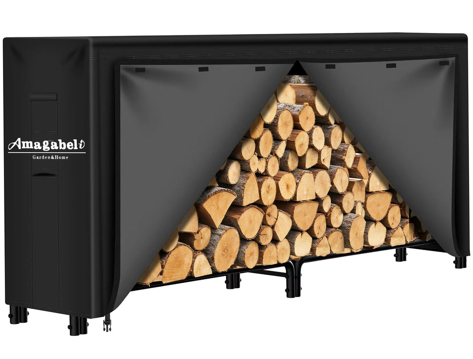 AMAGABELI Garden & Home 8ft firewood cover waterproof protects wood from rain
