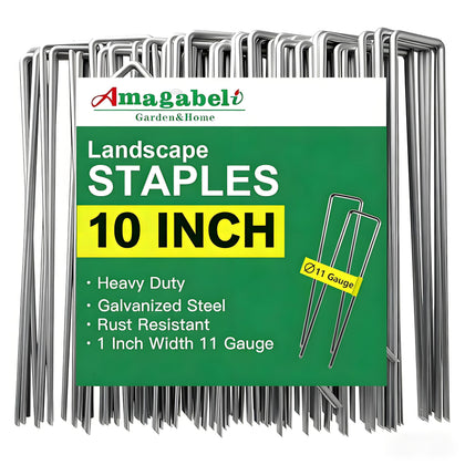 AMAGABELI GARDEN & HOME 10inch galvanized staple anchors weed barrier securely for outdoor projects.