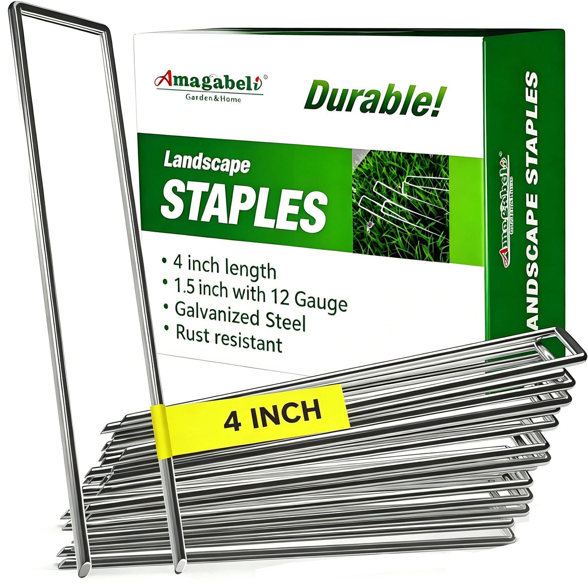 AMAGABELI GARDEN & HOME 4in staples close-up for strong ground anchoring