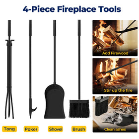 AMAGABELI GARDEN & HOME fireplace tools set with tongs, poker, shovel, brush for easy fire care.