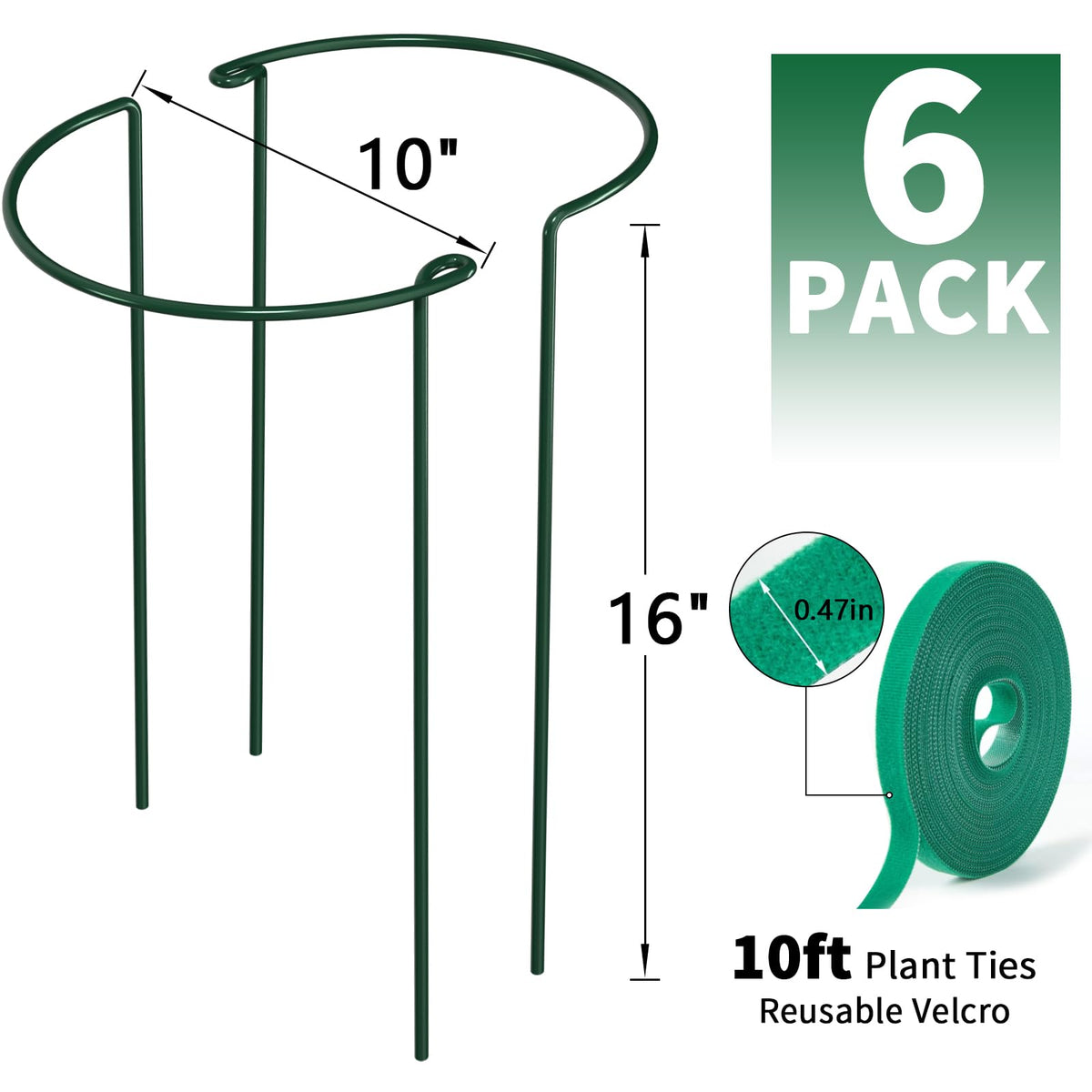 AMAGABELI Garden & Home green finish stakes blend with garden foliage.