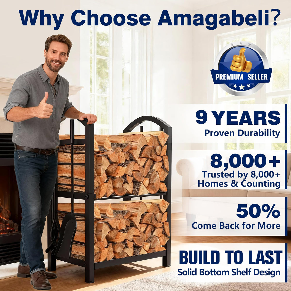 AMAGABELI GARDEN & HOME heavy-duty metal structure provides stable storage on any floor.