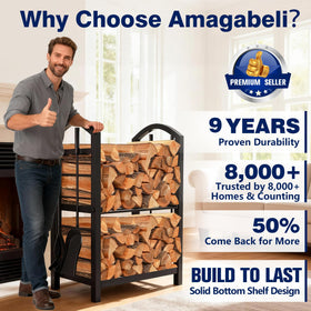 AMAGABELI GARDEN & HOME heavy-duty metal structure provides stable storage on any floor.