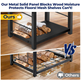 AMAGABELI GARDEN & HOME portable space-saving log rack is easy to move and store.