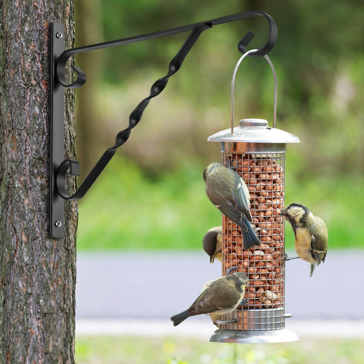 AMAGABELI GARDEN & HOME rust-resistant iron bracket stands up to rain and sun.
