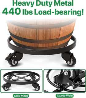 Rustproof iron plant caddy by AMAGABELI GARDEN & HOME protects floors while moving.
