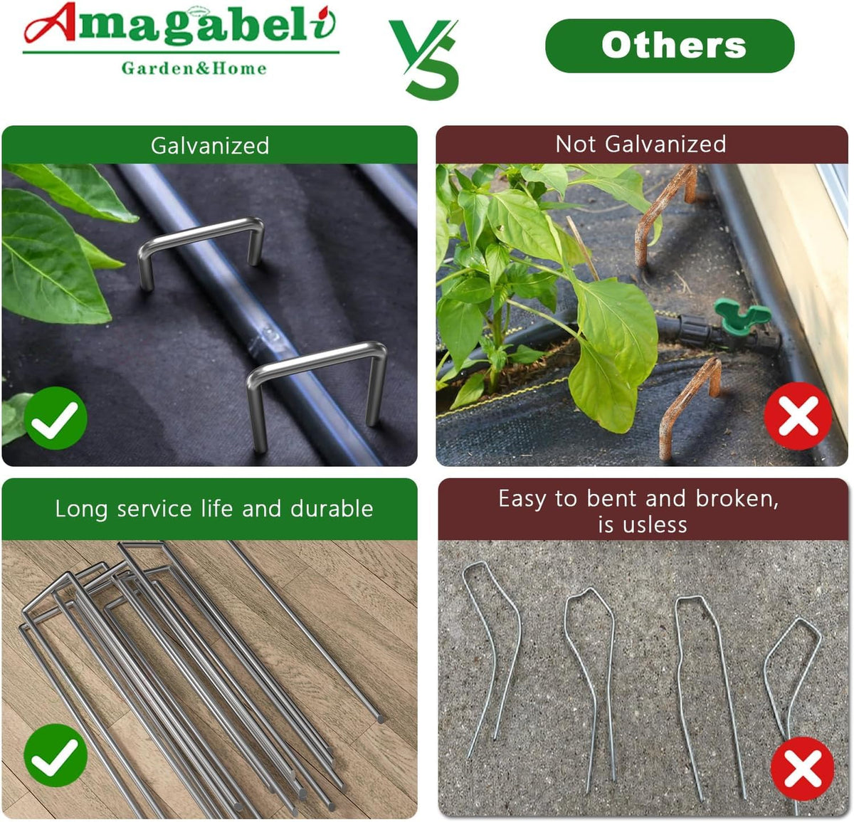 AMAGABELI GARDEN & HOME weed barrier anchor ideal for ground fabrics and landscaping projects.
