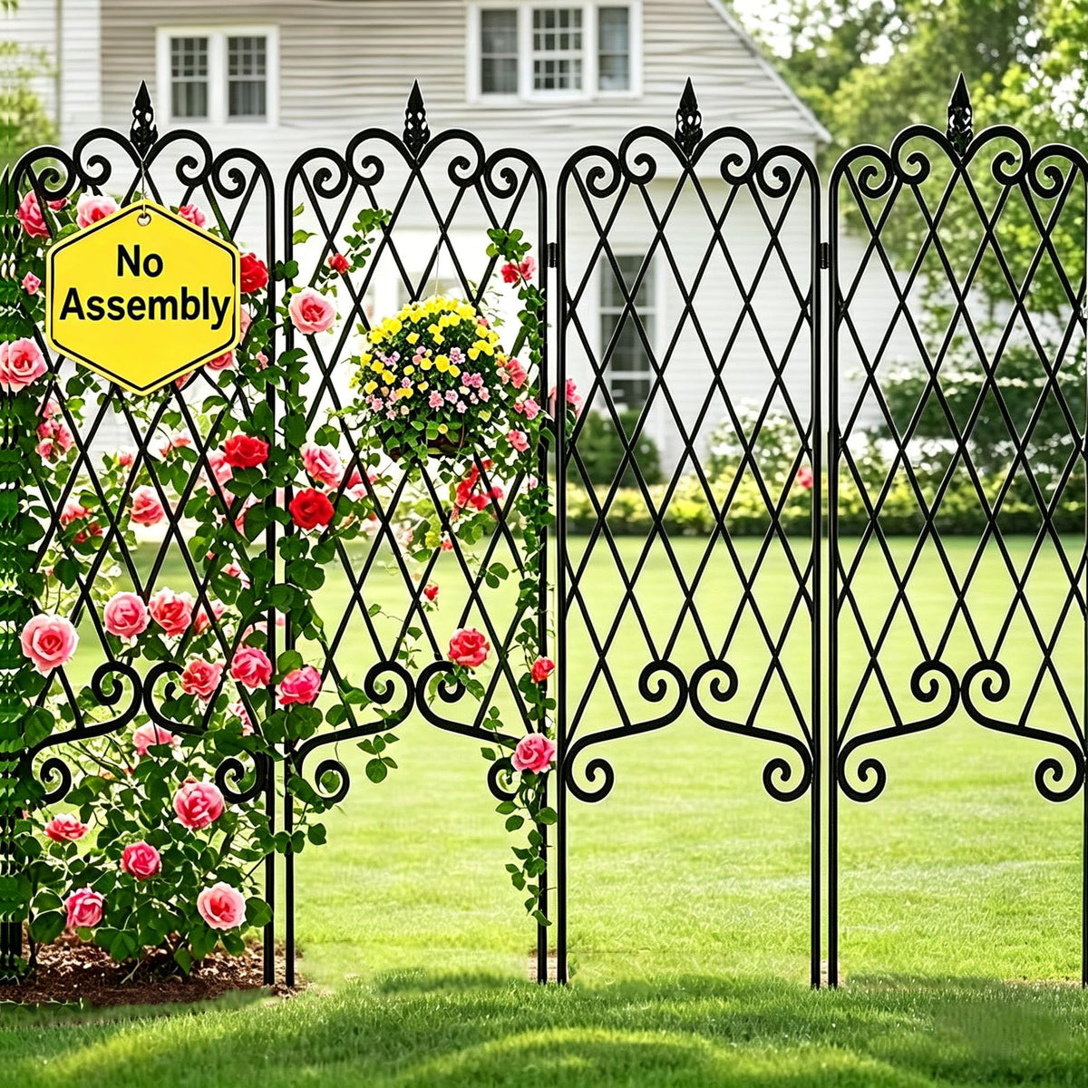 AMAGABELI Garden Trellis 4Pack front view shows durable support for climbing plants.