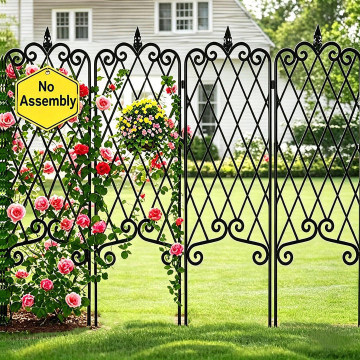 AMAGABELI Garden Trellis 4Pack front view shows durable support for climbing plants.