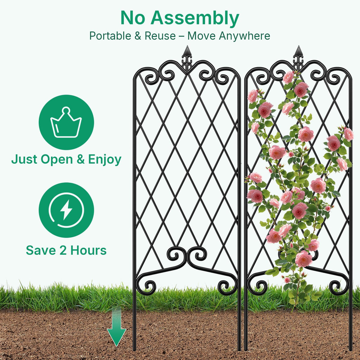 AMAGABELI Garden Trellis 60inch height structure offering vertical space for vines.