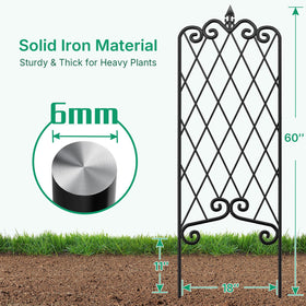 AMAGABELI Garden Trellis closeup of black powder coating highlighting weather resistance.