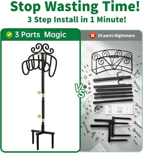 AMAGABELI hose holder 150ft capacity supports long hoses without sagging.