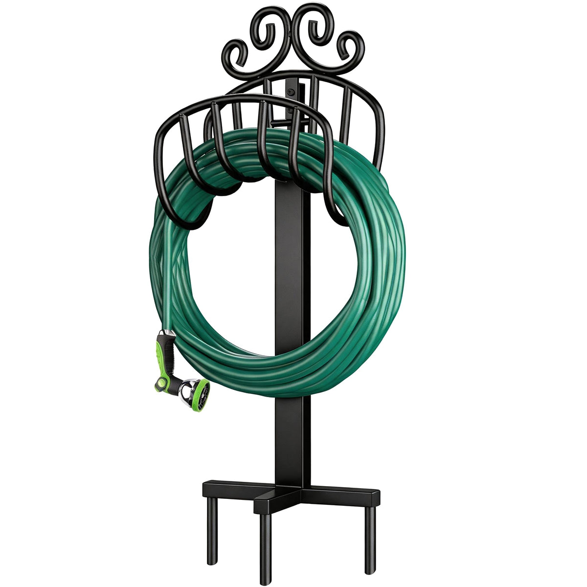 AMAGABELI hose holder outside keeps hoses organized and off the ground.