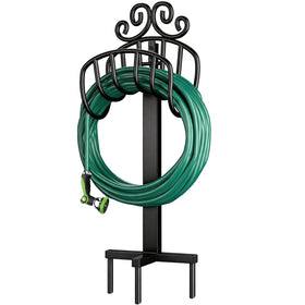 AMAGABELI hose holder outside keeps hoses organized and off the ground.