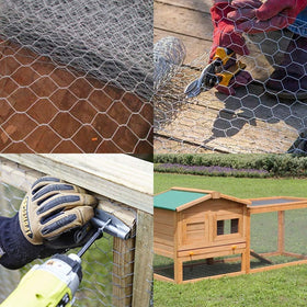 Ideal for chicken coops and runs, offering secure perimeter and easy access.