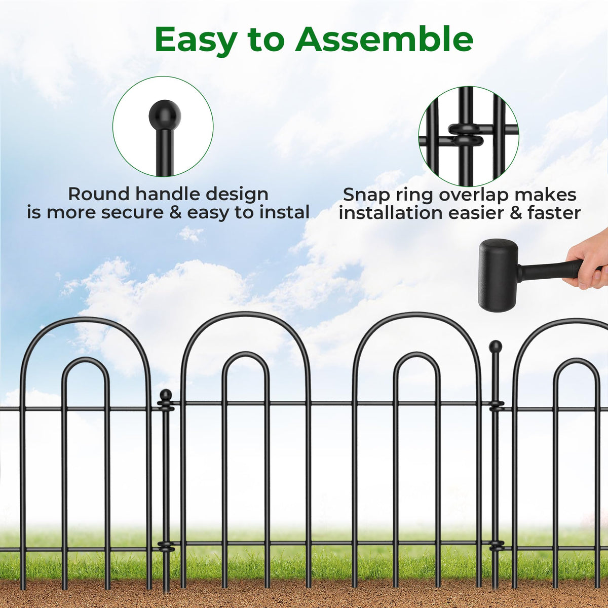 AMAGABELI rustproof black iron fence panels blend with gardens.