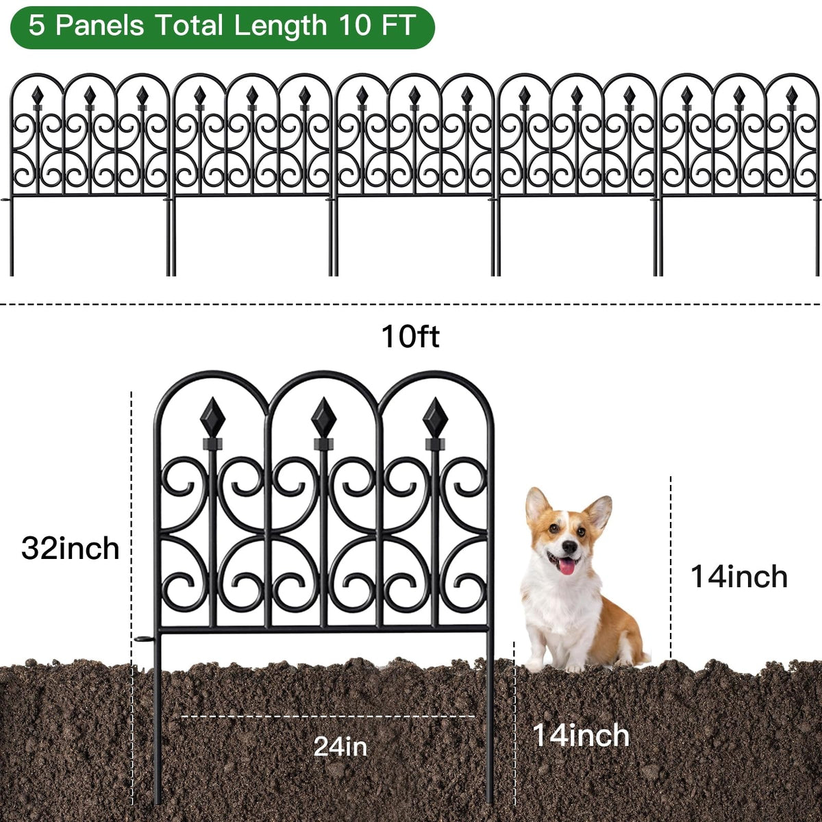 AMAGABELI rustproof metal fence withstands outdoor weather