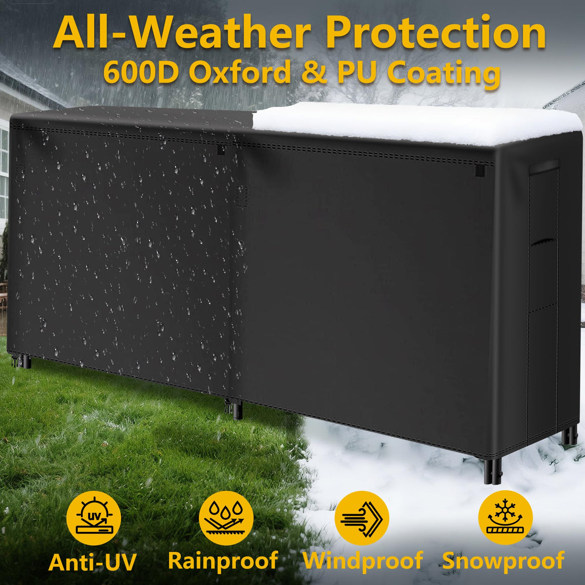 AMAGABELI waterproof cover close-up edges shows durable PU-coated fabric and secure fit.