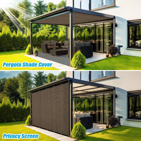 Amagenix 90% shade fabric creates comfortable outdoor dining and lounging.