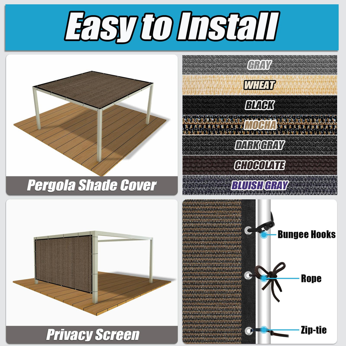 Amagenix corner grommets support stable mounting on patios and decks.
