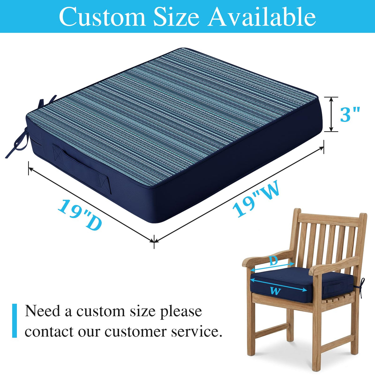 Amagenix chair cushions show reversible solid side for versatile patio styling.