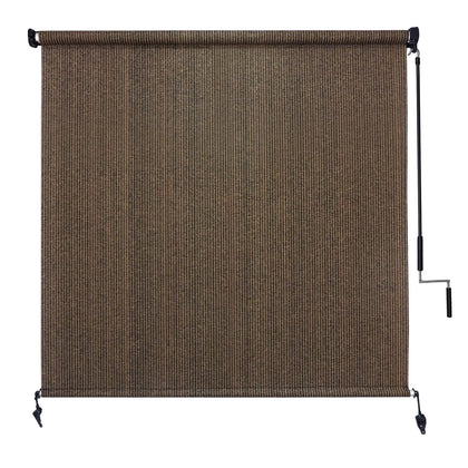 Amagenix outdoor roller shade mocha front view for privacy and sun control
