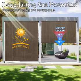 Amagenix outdoor roller shade 6x6 UV protection close-up shows durable fabric