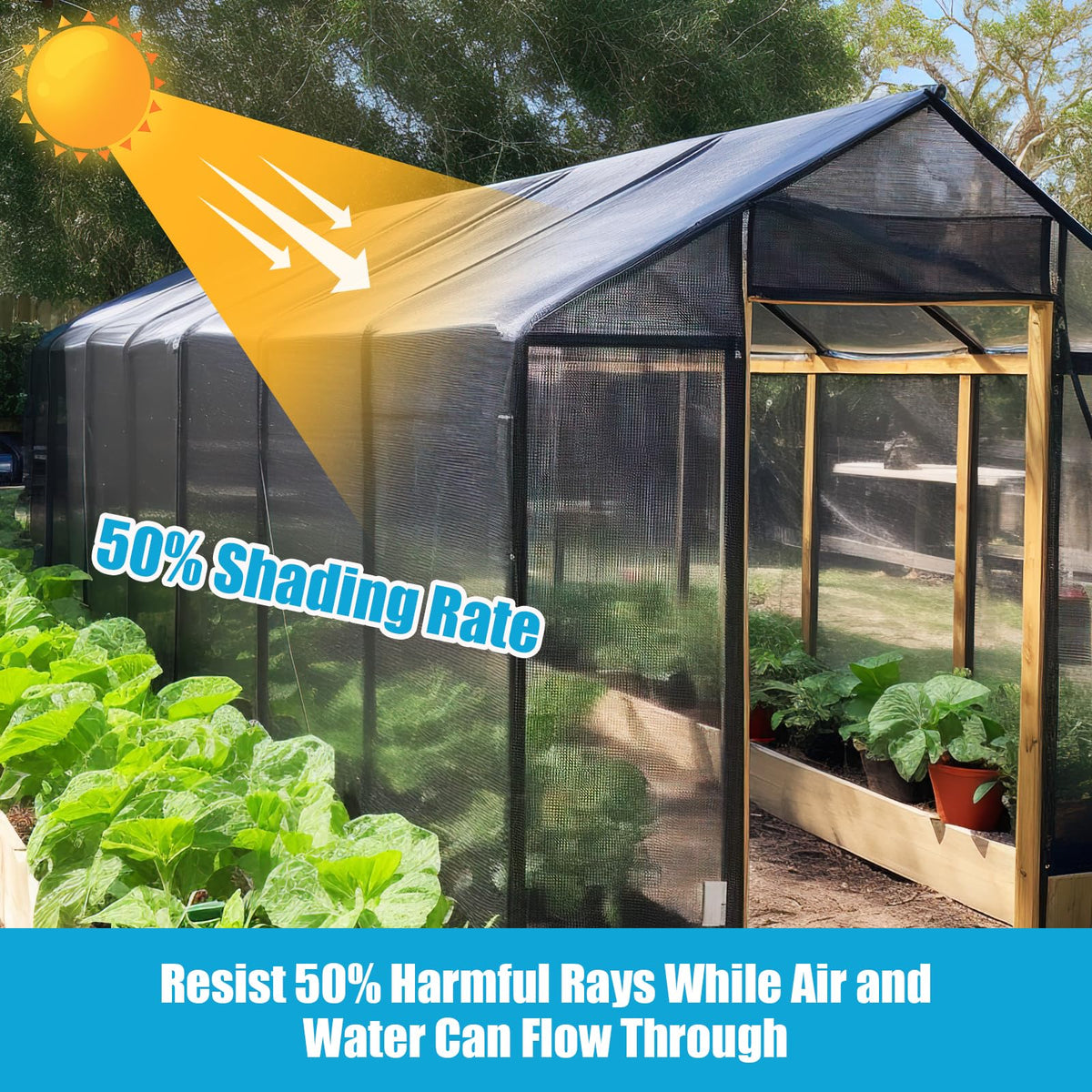 Amagenix UV-resistant shade mesh in black for outdoor shielding