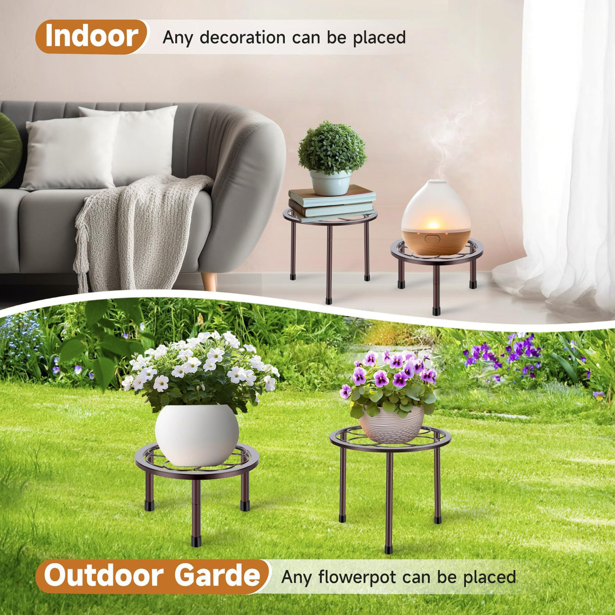 Amaoot multi-layer display creates depth in any corner for brighter plant presentation.