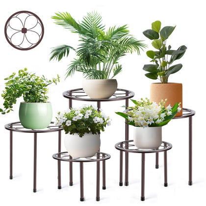 Amaoot 5-pack plant stand with simple style elevates indoor display and supports pots safely.