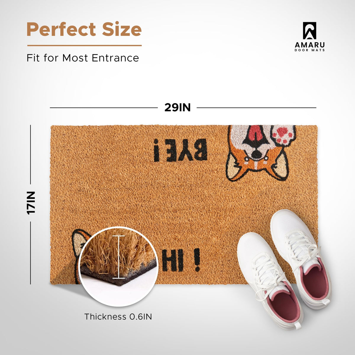 AMARU anti-slip backing keeps the mat steady on entryways