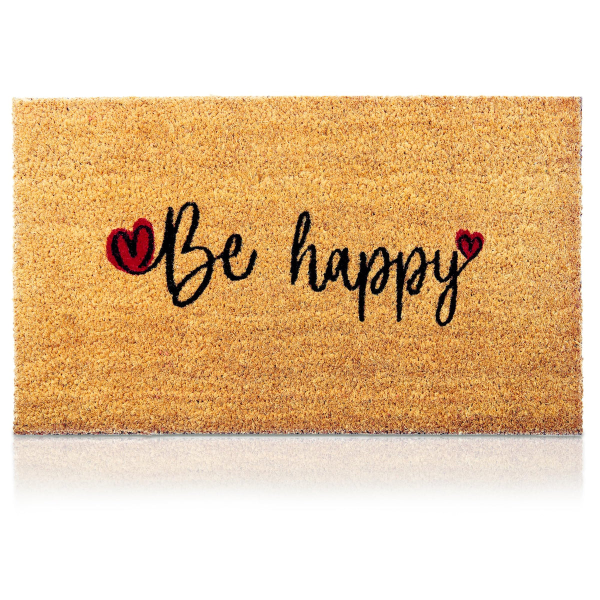 AMARU DOOR MATS Be Happy 17x29 front door mat welcomes guests with natural texture and style