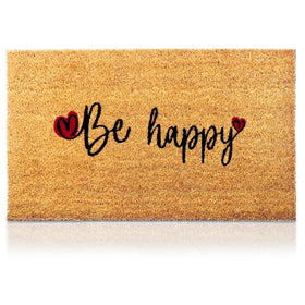 AMARU DOOR MATS Be Happy 17x29 front door mat welcomes guests with natural texture and style