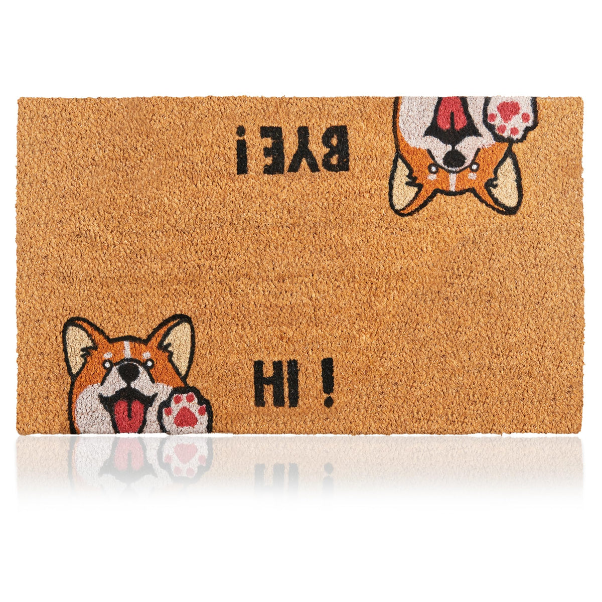 AMARU Hi-Bye Dog coir door mat greets guests with natural texture